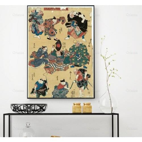 Vintage Catsi Ukiyōe Woodblock print by Utagawa Kuniyoshi Japanese Vintage Art Print Modern Art -Wall Art PosterCanvas Painting