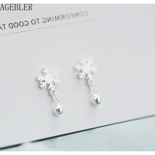 New S925 Sterling Silver Snowflake Stud Earrings Beads Pendant Personality Fashion Earrings Creative Jewelry Girlfriend Gift