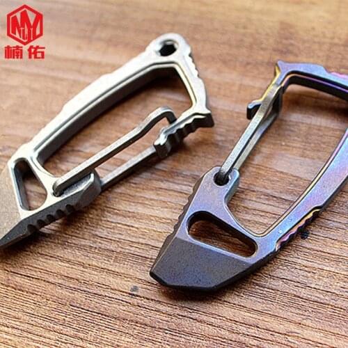 1pc EDC Carabiner Buckle Titanium Alloy Defense Keychain Fast Buckle Crowbar Opener Multi-tool Accessories Camping Equipment