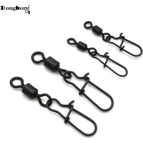 20PCS Carp Fishing Quick Change Swivels Matt Black Rolling Swivel with Snap #8 11 Snap link Swivels Accessory Terminal Tackle