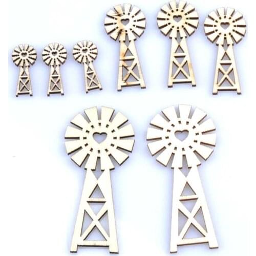 3size 20-50pcs Natural Wooden Windmill Scrapbooking Carft Nautical DIY Home Handmade Decoration 13x29/50x22/80x36mm mt1543