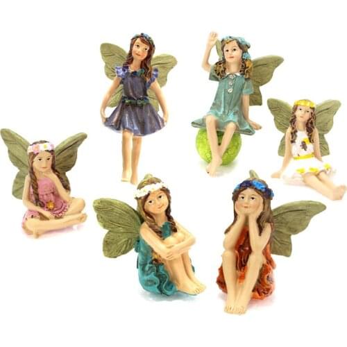6pcs Resin crafts creative flower fairy plug-in set garden micro landscape ornaments