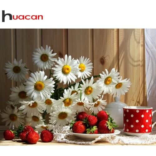 Huacan 5D Diamond Painting New Square Rhinestones Daisy Fruit Diamond Mosaic Embroidery Sets Flowers Modular Pictures Home Decor