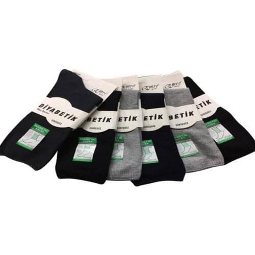 Bamboo Diabetic Seamless Black - Gray - Navy Blue - Beige 6 - 12 Pieces Socks Usage Area: Daily Materiel: Bamboo