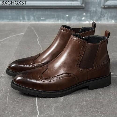 Chelsea Boots for Men Male Luxury Brand Shoes Man Ankle Boots for Man 2021 Leather Boots Men Brogue Shoes Man Chaussure De Homme