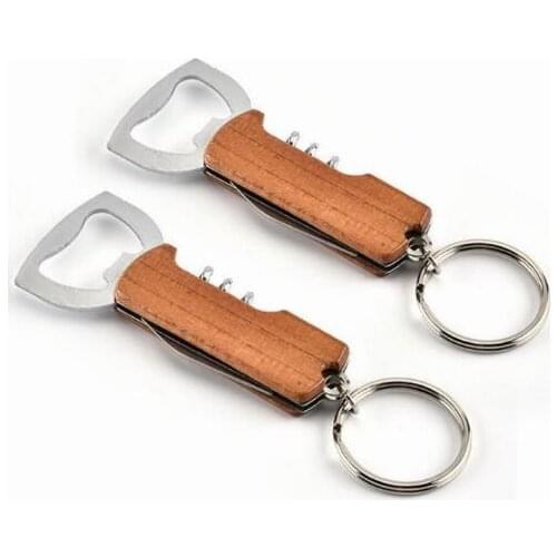 Durable Stainless Steel Keychain Corrosion-Resistant Anti Wear Keyring Red Wine Bottle Opener Key Chians For men women