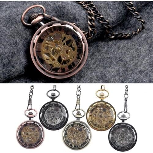 Vintage Mechanical Pocket Watch Clock Hollow Uncovered Pocket Watch for Man Woman Nurse Watch with Chain reloj de bolsillo