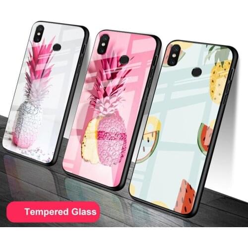 Fruit Pineapple Tempered Glass Phone Case For Redmi Note 5 6 7 8 9 Pro Note8T Note9S Redmi8 9 Cover Shell