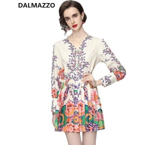 DALMAZZO 2021 New Fashion Summer Womens Suits V Neck Print Shirt Tops + Pleated Mini Skirt 2 Pieces Set Clothes Femme XXL