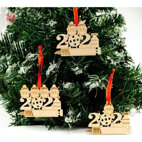 1Pc 6Cm Wooden Christmas Tree Prevention Theme Custom Christmas DIY Gifts New Year Goods Decorations For Home Decorations 2021