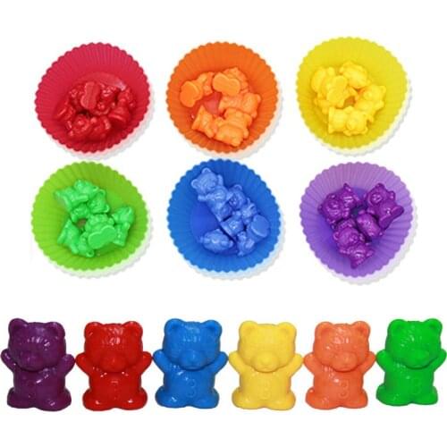 Children Montessori Toy 1 set Boxed Counting Bear Montessori Educational Cognition Rainbow Matching Game Educational Toys Gifts