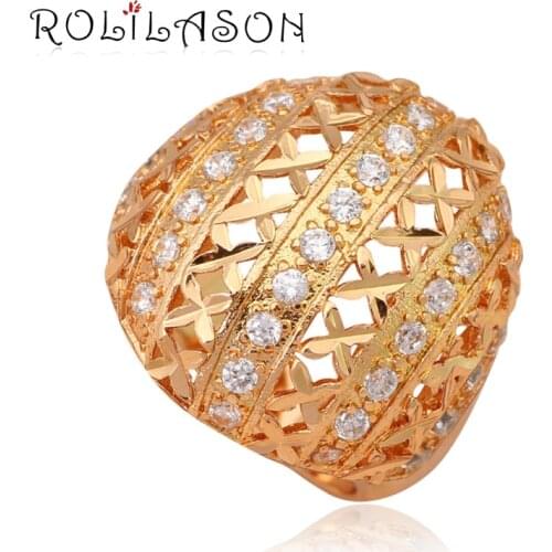 Welcome To Buy Noble nlay White Zirconia Rings Fashion Jewelry gold Tone Crystal USA size #8 #8.5 #9 JR1905