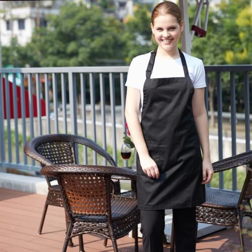 NEW royal blue Cafe waitress aprons Korean pure cotton shoulder strap custom work apron with pocket wholesales free shipping