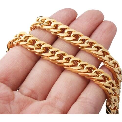 8mm Mens Gold Color Necklace Cuba Miami Style Choker Heavy Stainless Steel Chain Friend Gift Men Jewelry Accessory Hot Sale