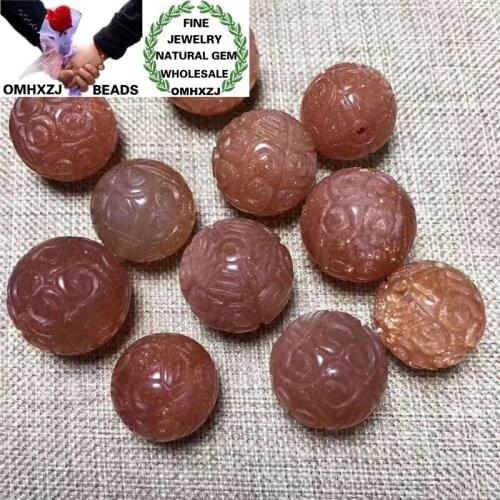 OMHXZJ Wholesale ZB299 12.5 13.5mm DIY Bracelet Necklace Jewelry Making Accessories Natural Stone Orange Moonstone Round Beads