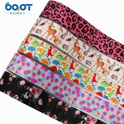 M-21329-304,25MM 10Yards Cartoon Animals Thermal Transfer Printed Grosgrain Ribbons,Bow Cap DIY Party Gift Packaging Materials