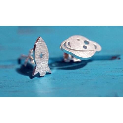 Space Minimalist Earrings For Women Kids Jewelry Stainless Steel Rocket and Spaceship Earrings Friendship Gifts boucle d'oreille