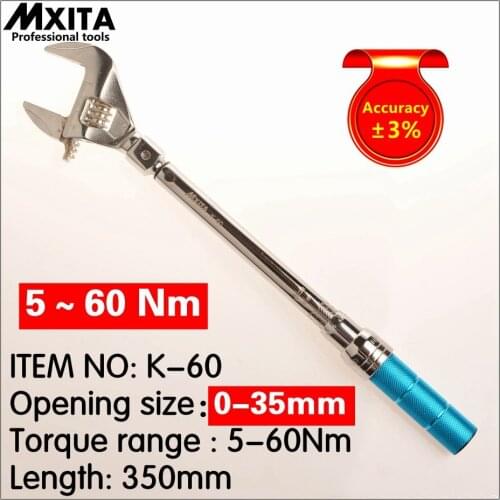 MXITA OPEN Adjustable Torque Wrench 5-60Nm accuracy 3% wrench Insert Ended head Torque Wrench Interchangeable