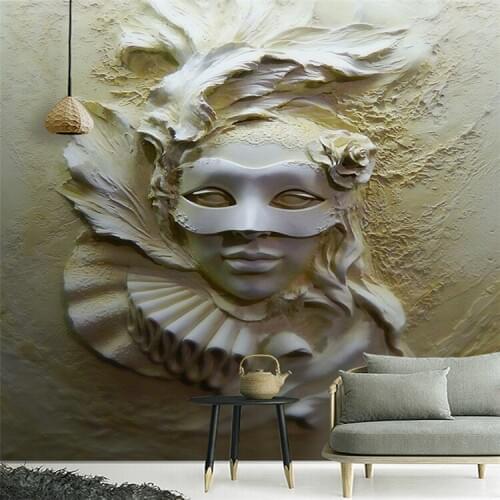 Custom Mural Wallpaper 3D Stereoscopic Embossed Masked Beauty Abstract Art Wall Painting Living Room Entrance Bedroom Wallpaper