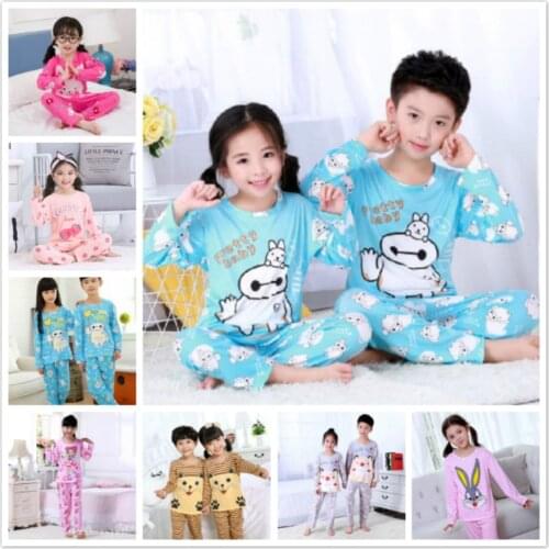Girls Sleepwear Boys Pajamas Set Cartoon Cotton Pyjamas Kids Nightwear Pijamas Toddler Teens Clothing Set Spring Autumn Homewear