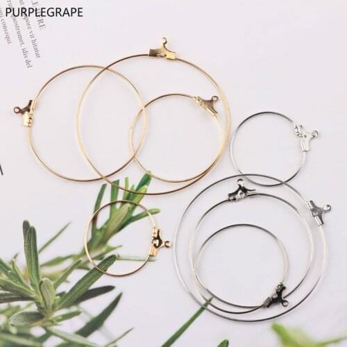PURPLEGRAPE DIY Jewelry Accessories Copper Plating Round Earrings Korea Minimalist Earring Stud Handmade Material 10pcs