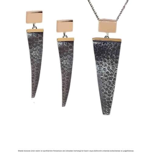 Silver Tattoo Triangle Design Dual Set Jewelry