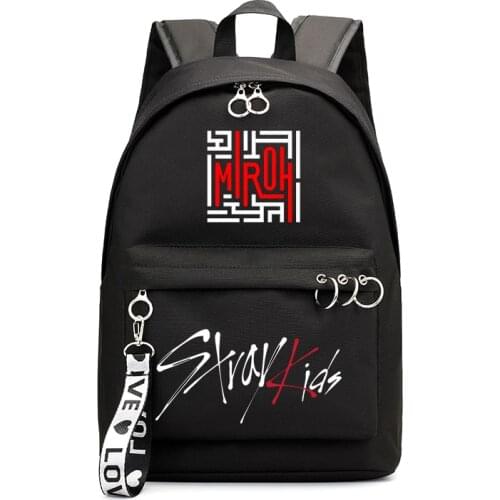 Korean Style Stray Kids Teenager School Bags for Girls Backpack Bag Black Pink Backpacks Middle High College Teen Schoolbag Bags