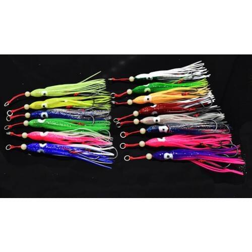 6pcs/pack soft squid 11.5cm 8g silicon gel skirt tentacle double assist hook lure hook rig fishing tackle saltwater fishing