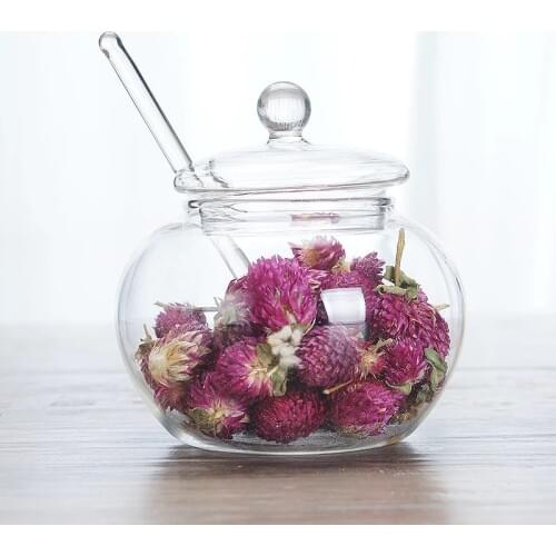 Glass Jar Sugar Cookie Bowl with Lid Spoon Transparent Candy Home Kitchen Storage