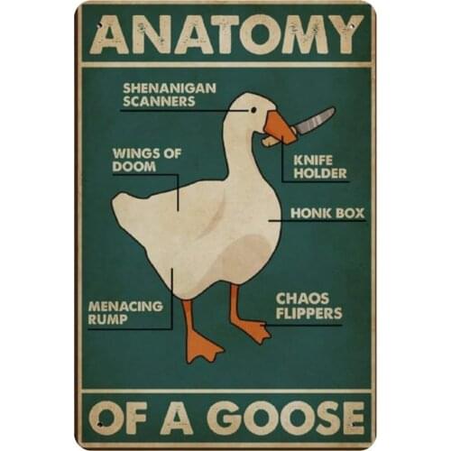 Retro Vintage Metal Sign Vintage Anatomy of A Goose Reproduction Metal Tin Sign Wall Decor for Cafe Bar Pub Home20x30cm