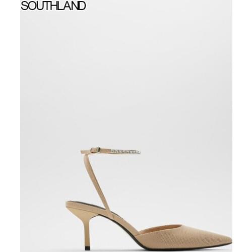 SOUTHLAND Plastic High Heel Shoes 2021 New Pointed Toe Rose Red Transparent Stiletto Heel Slingbacks Sandals