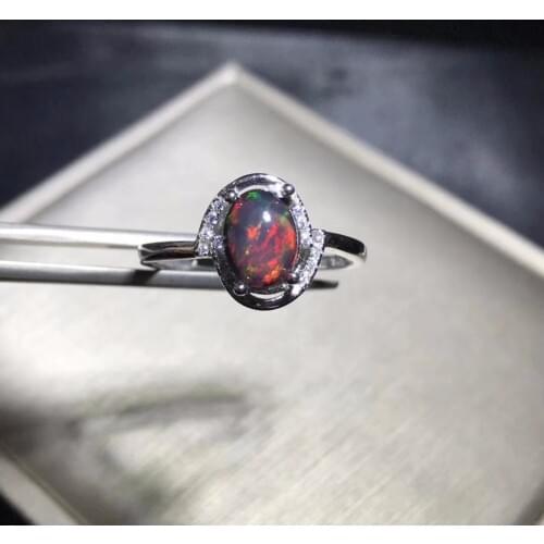 Natural opal woman rings change fire color mysterious 925 silver adjustable size