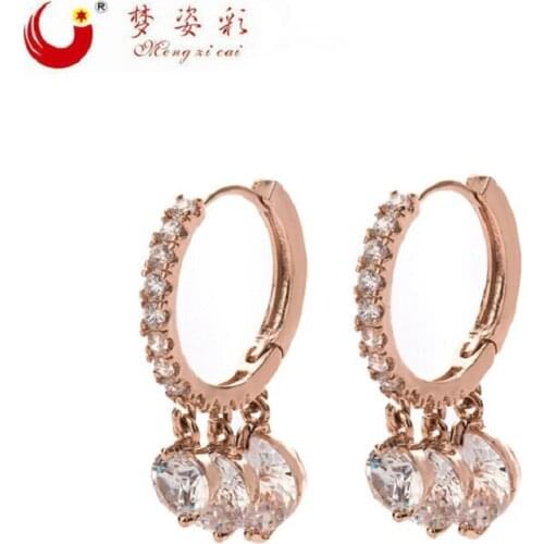 MZC Korean Rose Gold Color AAA Zircon Earring for Women Party Gift Charm Ear Cuff Brincos Pendientes Pending Oorbellen