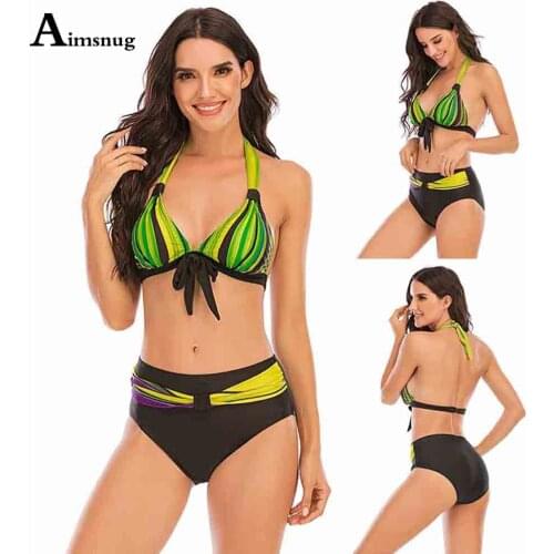 Plus Size 5xl Women Bikini Sets Bow Tie Halter Swimsuit Sexy Femme Push Up Two Pieces Swimwear 2021 New Patchwork Bathing Suits