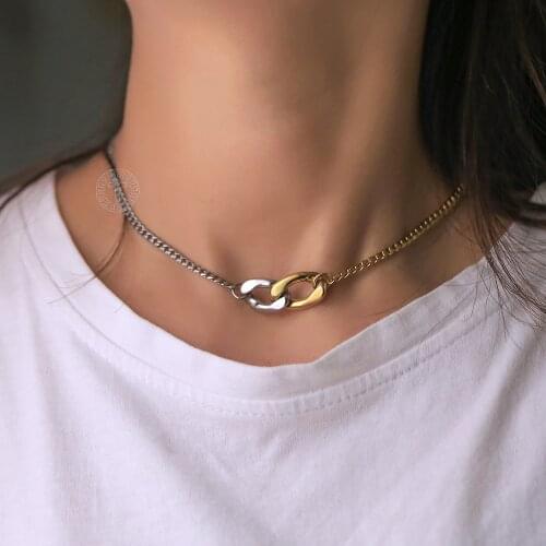 Gold Silver Color Choker Necklaces For Women Curb Cuban Link Chain Charm Stainless Steel Length Adjustable Jewelry Gifts LDN288