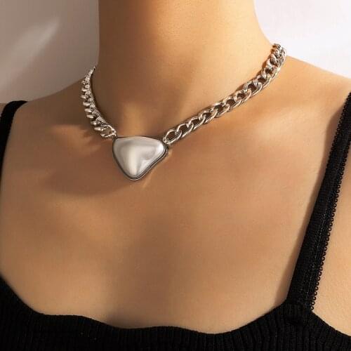 HuaTang Vintage Irregular Heart Choker Necklace for Women Lolita Silver Color Alloy Metal Clavicle Chain Charming Jewelry 19721