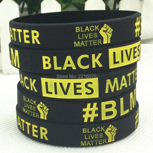 100pcs Black color Black lives matter #BLM wristband silicone bracelets free shipping by ePacket