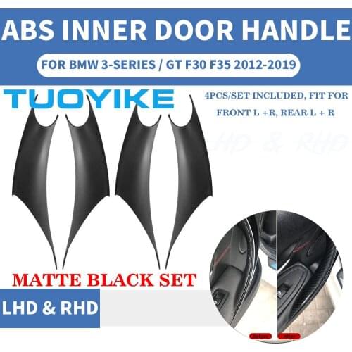 4PCS Car Styling Interior Door Panel Handle Inner Pull Protective Cover Trim Matte Black For BMW 3/GT 4 Series F30 F35 2013-19