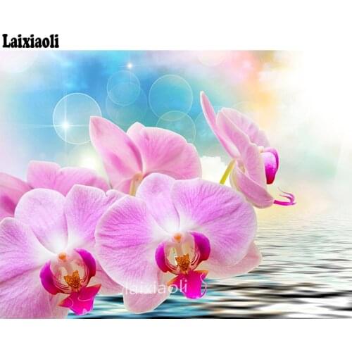 5D DIY Full square round Diamond Painting Mosaic orchid decorate Diamond Rhinestone Embroidery Cross Stitch home decor paintings