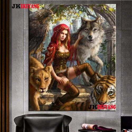 5D DIY square/round Diamond painting Beauty wolf tiger Cross Stitch Diamond Embroidery Pattern Rhinestone J3124