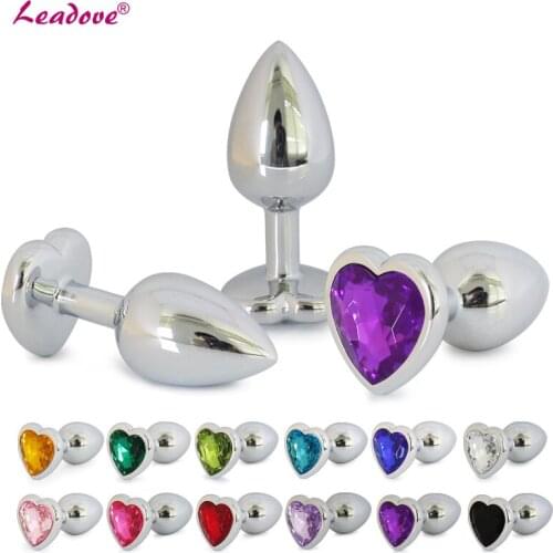 Small Size Heart Shaped Stainless Steel Crystal Anal Plug Jewelry Booty Butt Plug Sex Toys for Couples Fun Accessories GS0206
