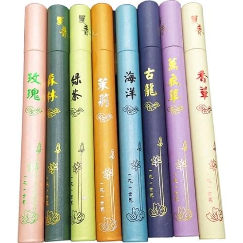 GuLong Incense Sticks 21cm 20g/Tube Living Room Stick Incenses Lavender Rose Jasmine Green Tea Scents for Home 2mm Incenses