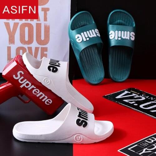 ASIFN Slippers Men Summer Casual Beach Flip Flops Smiles Print Male Female Designer Shoes Indoor Couple Bathroom Mens Sliders