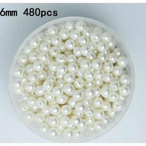 Size 6mm White Color ABS Imitation Pearls Beads 480pcs/lot, For Making jewelry diy beads, Jewelry Handmade necklace