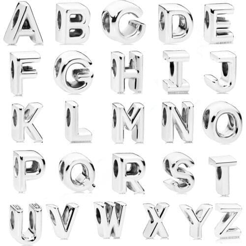 26 Letter Beads 925 Sterling Silver Jewelry DIY Alphabet Fit Charm Bracelet & Necklace Femme Silver Beads for Jewelry Making