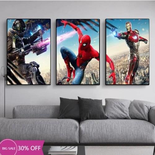 Disney Classic Marvel Movie Superhero Iron Man Canvas Painting Spiderman Print and Posters Wall Art Pictures for Room Home Decor