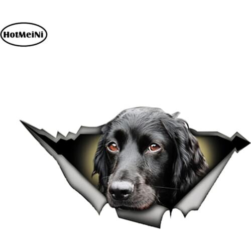 HotMeiNi 13cm x 6.8cm Black Cocker Spaniel Car Sticker Torn Metal Decal Reflective Stickers Waterproof Car Styling Dog Decals
