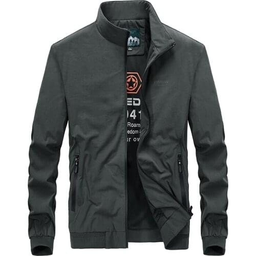 Quality Bomber Solid Casual Jacket Men Spring Autumn Outerwear Mandarin Sportswear Mens Jackets for Male Coats M-5XL 6XL 7XL