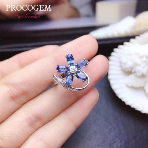 Trendy Sri Lanka Natural Sapphire Rings for Women Party 3x5mm Genuine gemstones White Gold color Fine jewelry S925 Silver #440