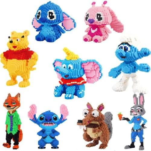Disney Ice Age Squirrel Acorn Stitch Pooh Bear Judy Police Officer Model Diamond Building Block Toy Childrens Toy